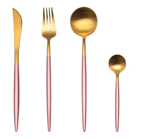 Luxury Cutlery Set – Stainless Steel Gold & Silver – 24 Pieces – Elegant Dining Flatware