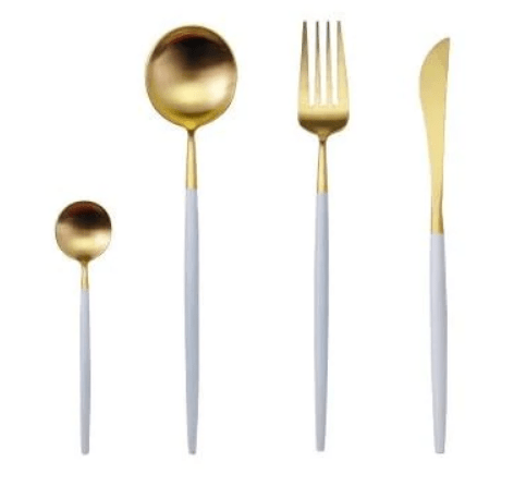 Luxury Cutlery Set – Stainless Steel Gold & Silver – 24 Pieces – Elegant Dining Flatware