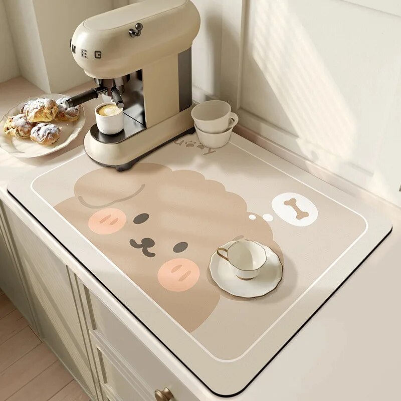 Premium Absorbent Draining Mat - Quick-Dry Microfiber, Non-Slip, Grey, Kitchen Essential