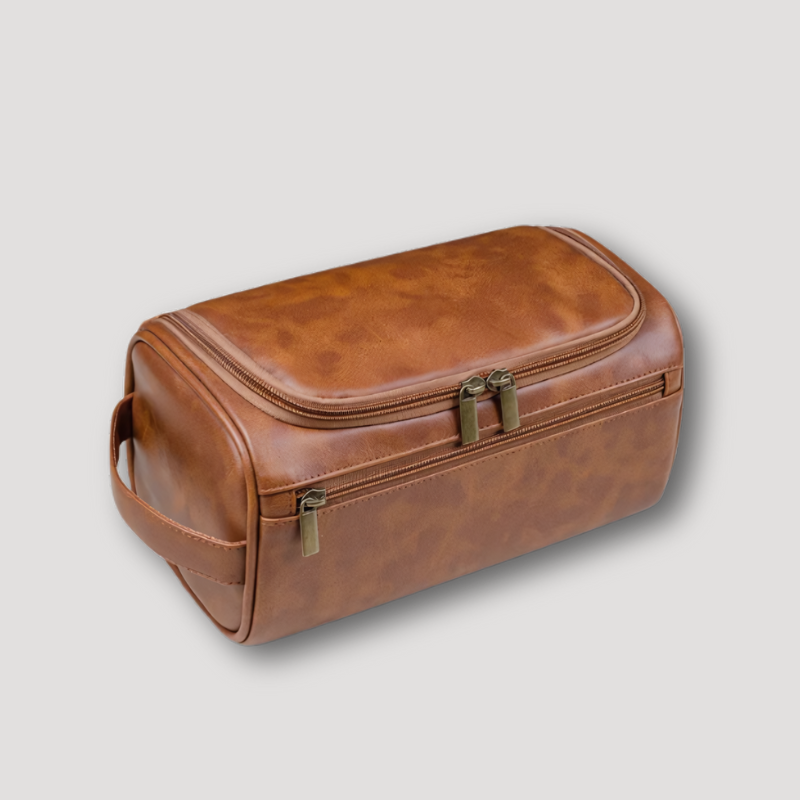 Travel Rectangular Shape Leather Toiletry Bag