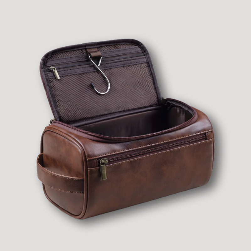 Travel Rectangular Shape Leather Toiletry Bag