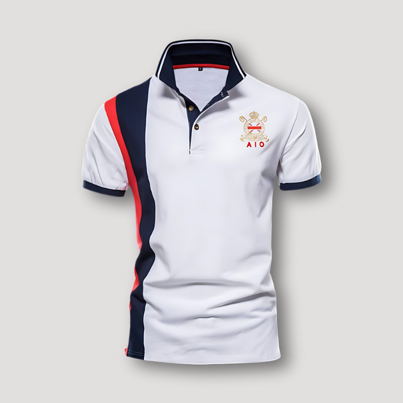 AIO Embroidery Badge Short Sleeve Mens Polo T Shirt Sale