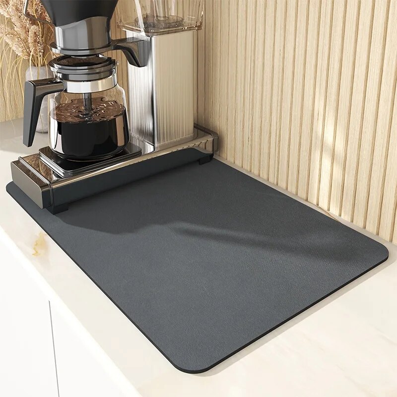 Premium Absorbent Draining Mat - Quick-Dry Microfiber, Non-Slip, Grey, Kitchen Essential