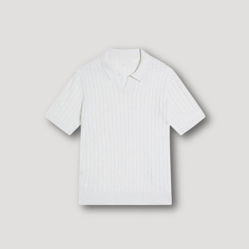 Classic Ribbed Knit Polo Shirts for Men
