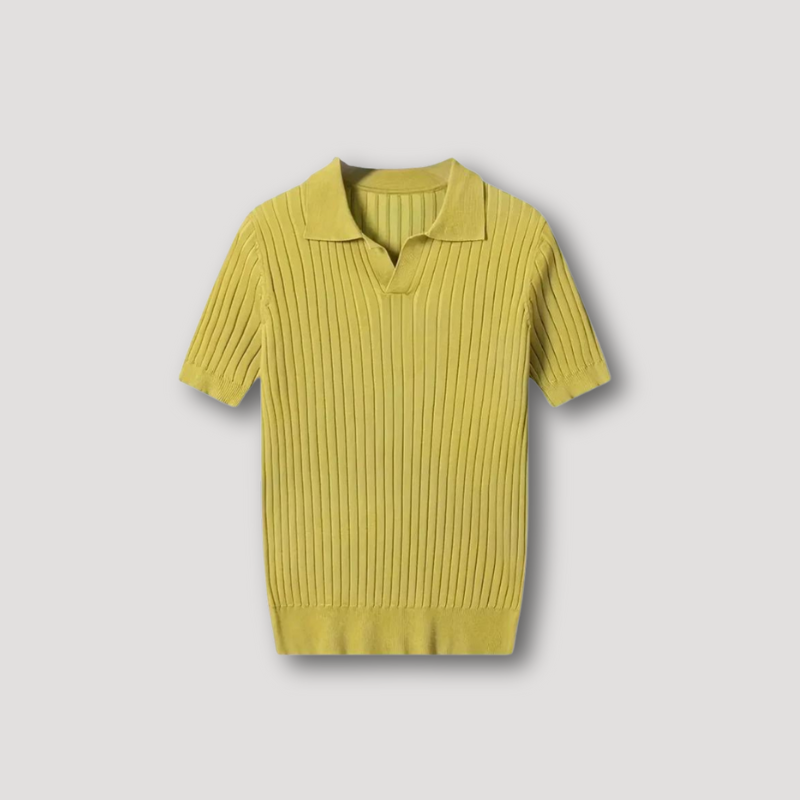 Classic Ribbed Knit Polo Shirts for Men