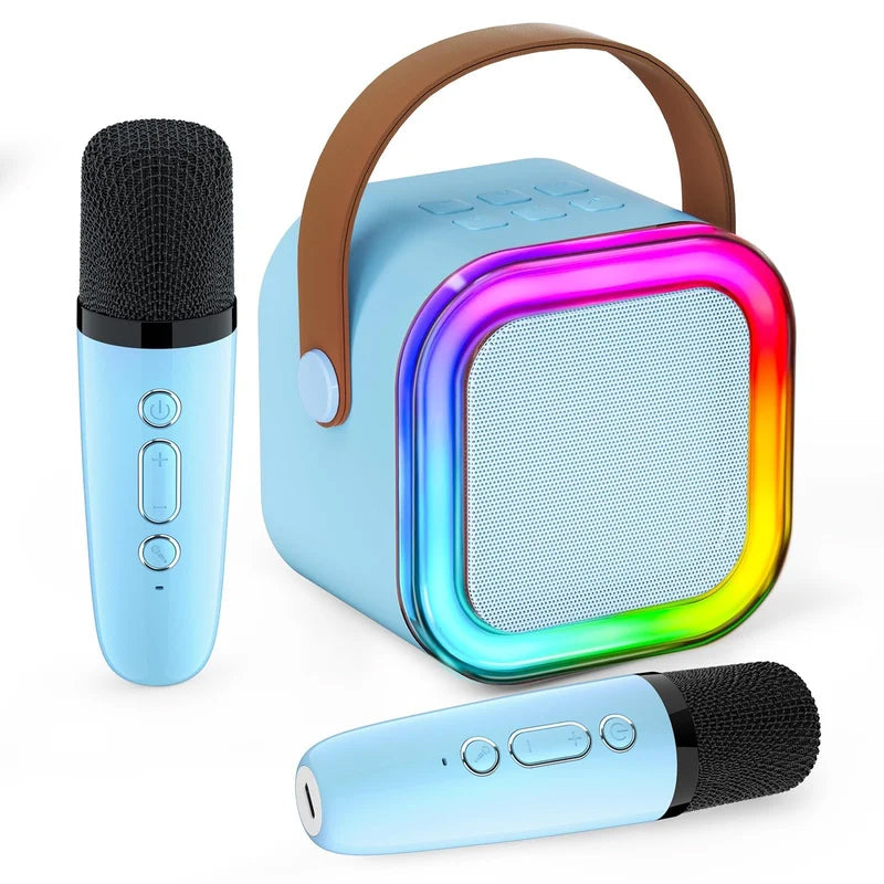 SingStar – Mini Karaoke Machine – With Wireless Microphones – Kids 3–12 Years – Portable – White/Blue/Pink