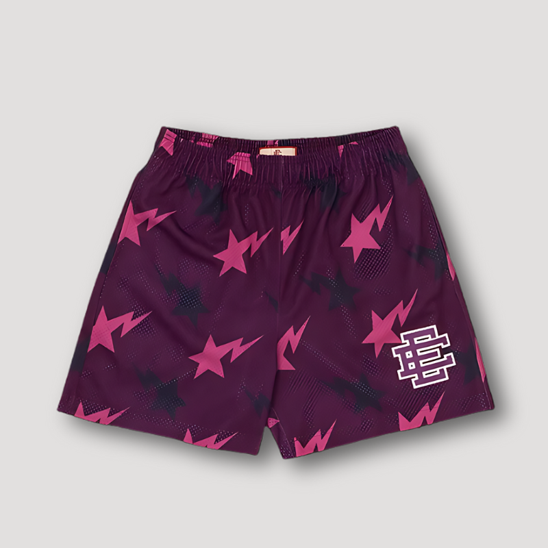 Lightning Star Graphic Prints Sporty Beach Mesh Summer Shorts