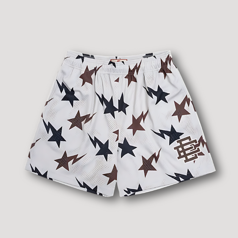 Lightning Star Graphic Prints Sporty Beach Mesh Summer Shorts