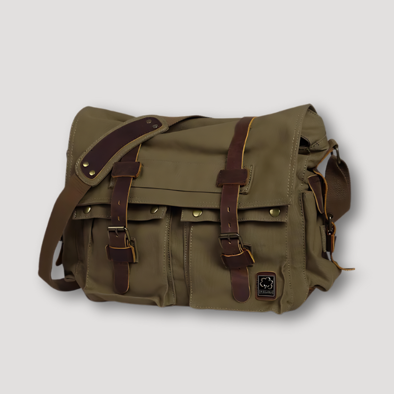 Army Green Canvas Military Style Cross Body Messenger Bag