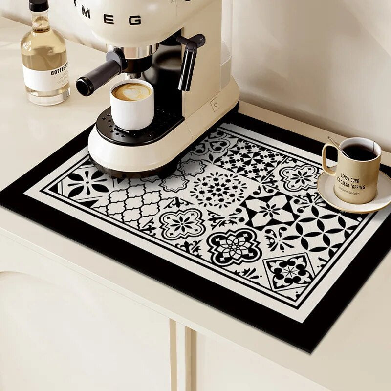 Premium Absorbent Draining Mat - Quick-Dry Microfiber, Non-Slip, Grey, Kitchen Essential