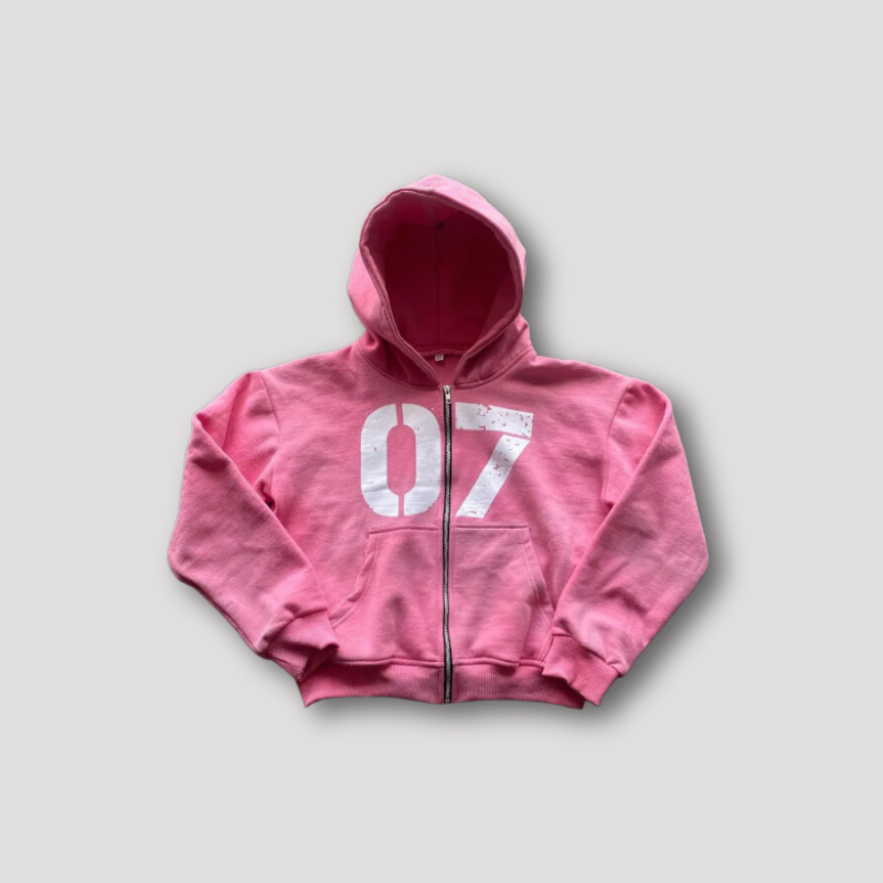 07 'Perfection' Pink Zip Up Hoodie