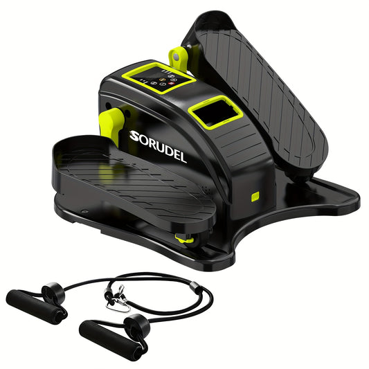 Under-Desk Elliptical Trainer – Electric Pedal Exerciser – 12 Speeds – For Seniors – With Resistance Bands – Black