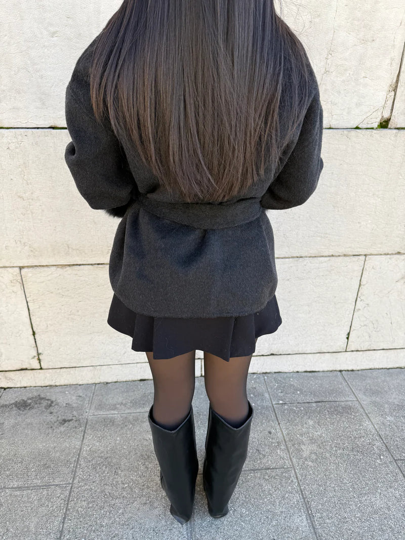Women Soft Wool Coat – Elegant Wrap Coat – Loose Fit With Belt Winter