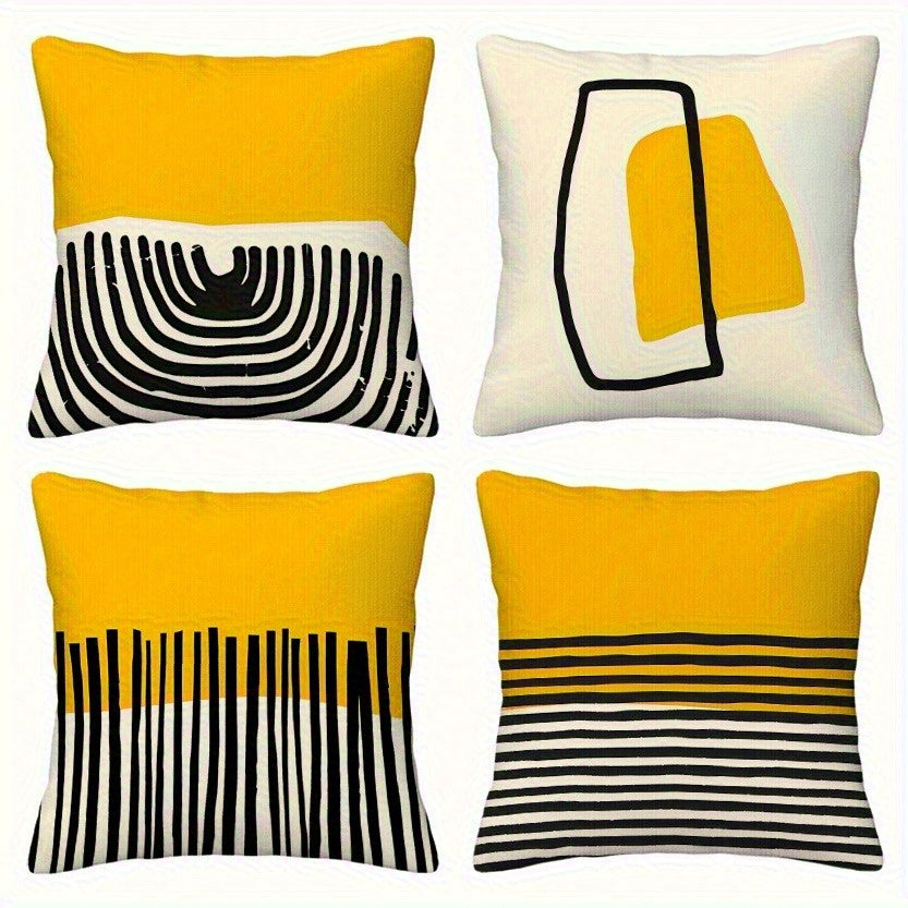 Geometric Pillowcase Set of 4 | Modern Decorative Cushion Covers for Sofa & Bed