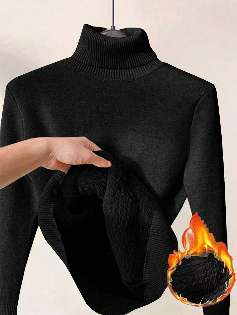 Thermal Turtleneck Knit Sweater – Slim Fit Winter Pullover