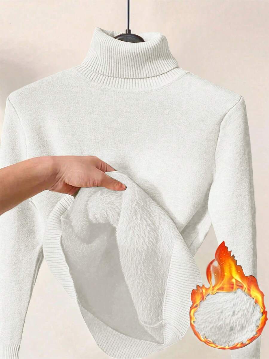 Thermal Turtleneck Knit Sweater – Slim Fit Winter Pullover