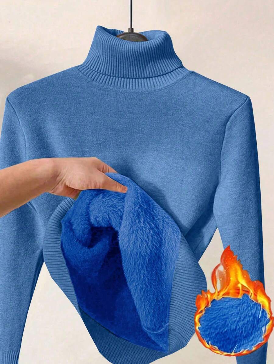 Thermal Turtleneck Knit Sweater – Slim Fit Winter Pullover