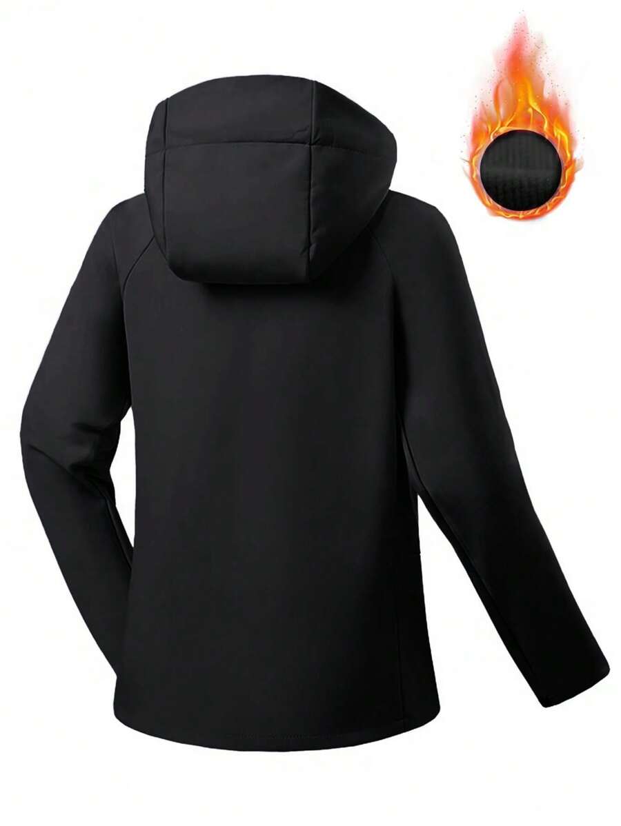 Women’s Soft Shell Thermal Jacket – Black Fleece-Lined Hiking Jacket