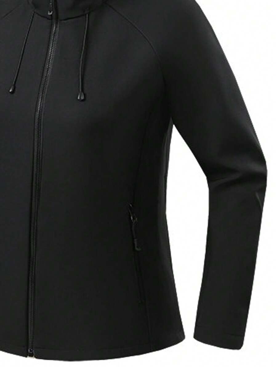 Women’s Soft Shell Thermal Jacket – Black Fleece-Lined Hiking Jacket