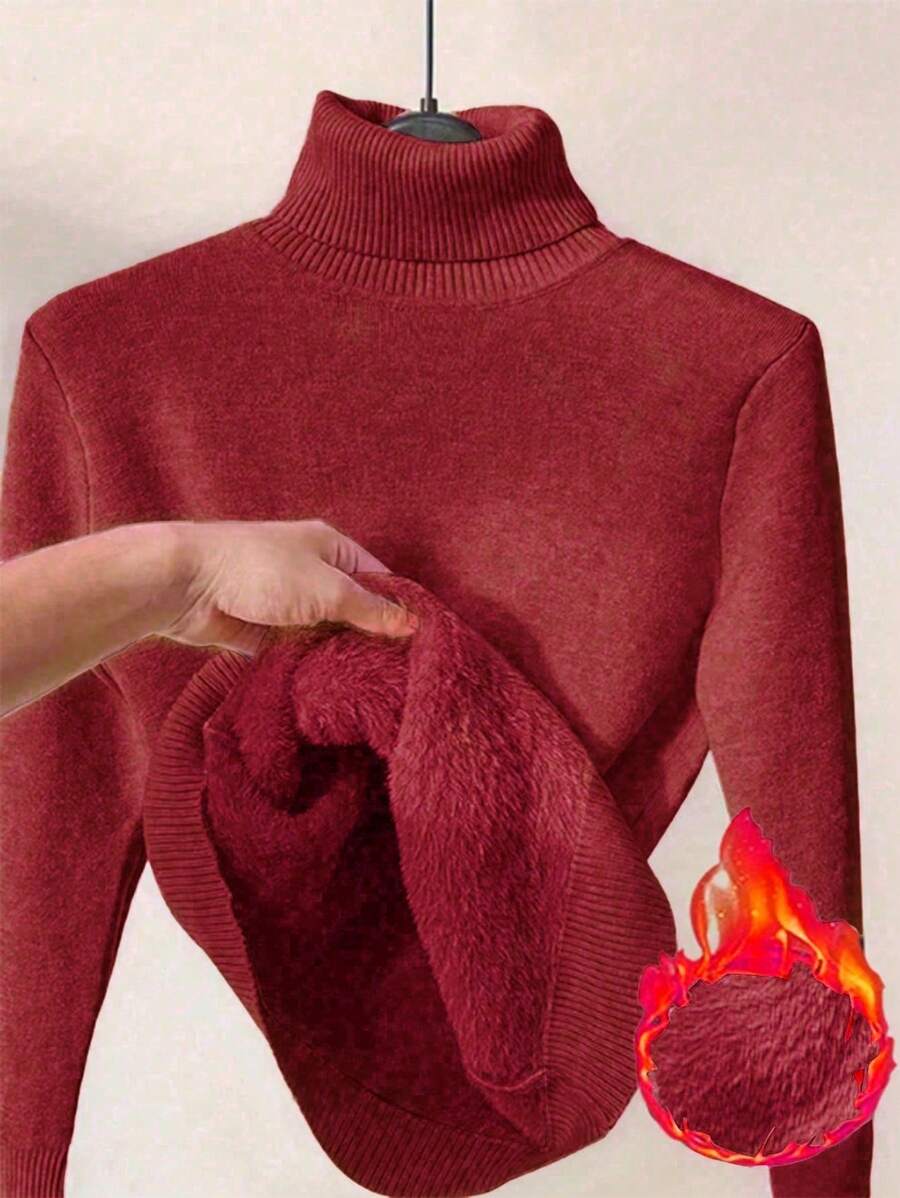 Thermal Turtleneck Knit Sweater – Slim Fit Winter Pullover