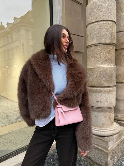 Women's Retro High-End Faux Fur Short Jacket, Loose Version Fashion Casual Coat Winter
