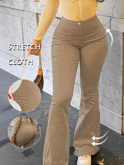 Women Y2K Flare Jeans – High Waist Stretch Denim – Embroidered Bow Slim Fit