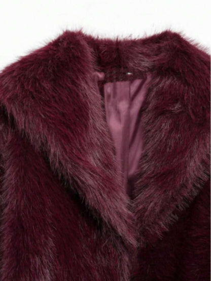 Faux Fur Collar Jacket – Women's Winter Coat – Date Brown Casual Outerwear