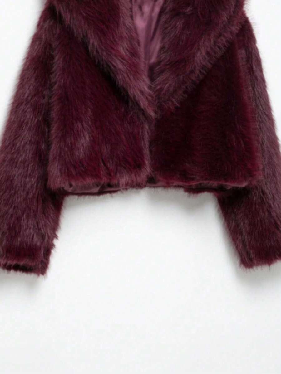 Faux Fur Collar Jacket – Women's Winter Coat – Date Brown Casual Outerwear
