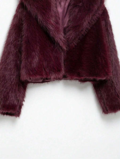Faux Fur Collar Jacket – Women's Winter Coat – Date Brown Casual Outerwear