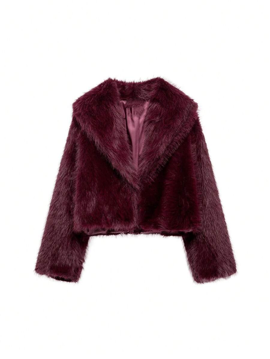 Faux Fur Collar Jacket – Women's Winter Coat – Date Brown Casual Outerwear