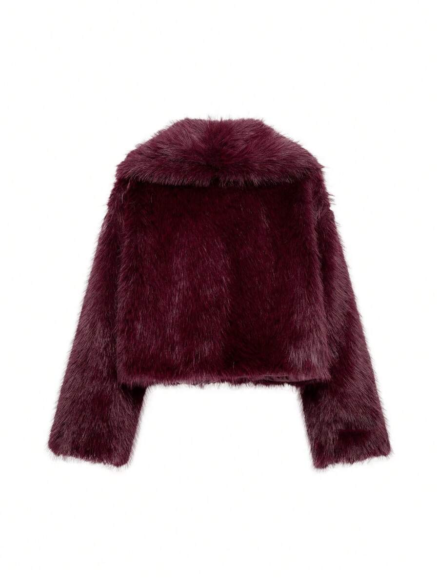 Faux Fur Collar Jacket – Women's Winter Coat – Date Brown Casual Outerwear