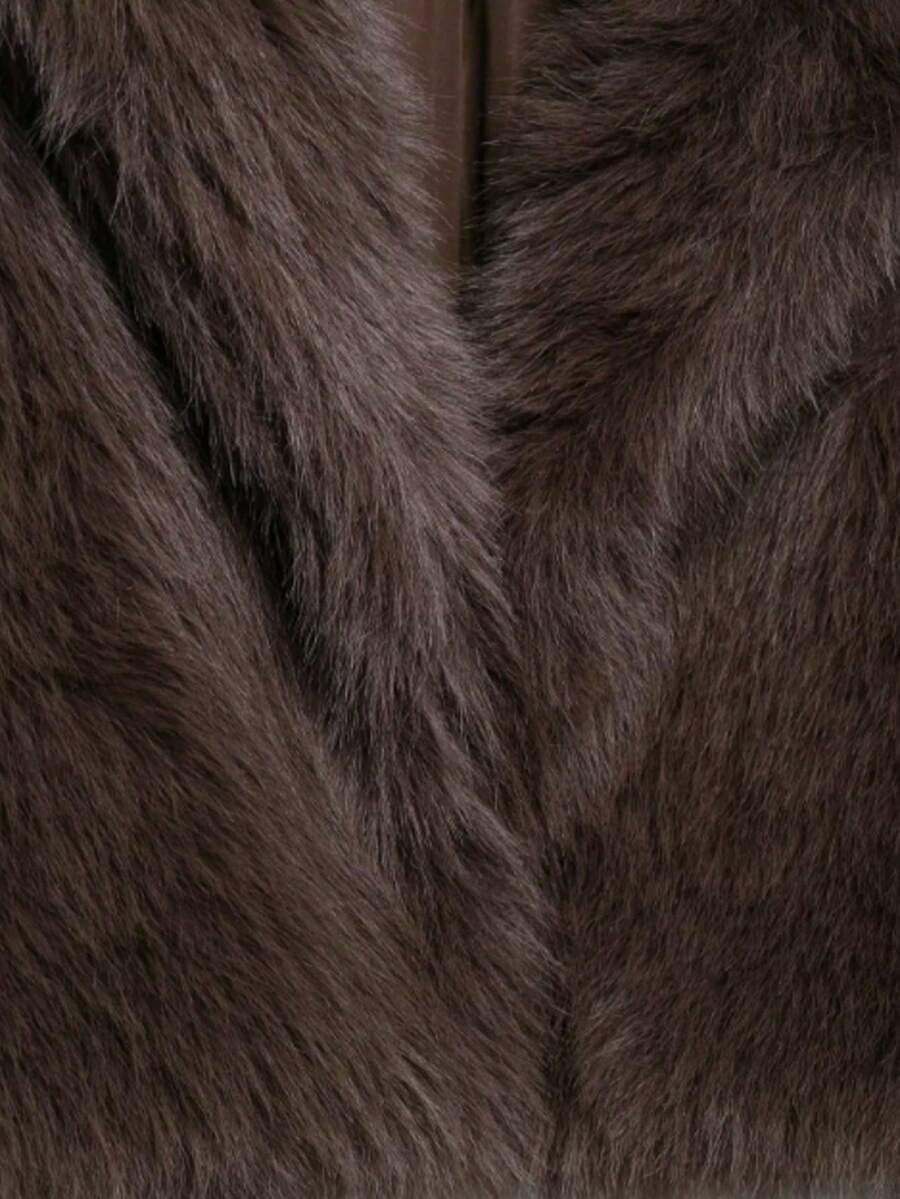Faux Fur Collar Jacket – Women's Winter Coat – Date Brown Casual Outerwear