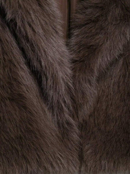 Faux Fur Collar Jacket – Women's Winter Coat – Date Brown Casual Outerwear