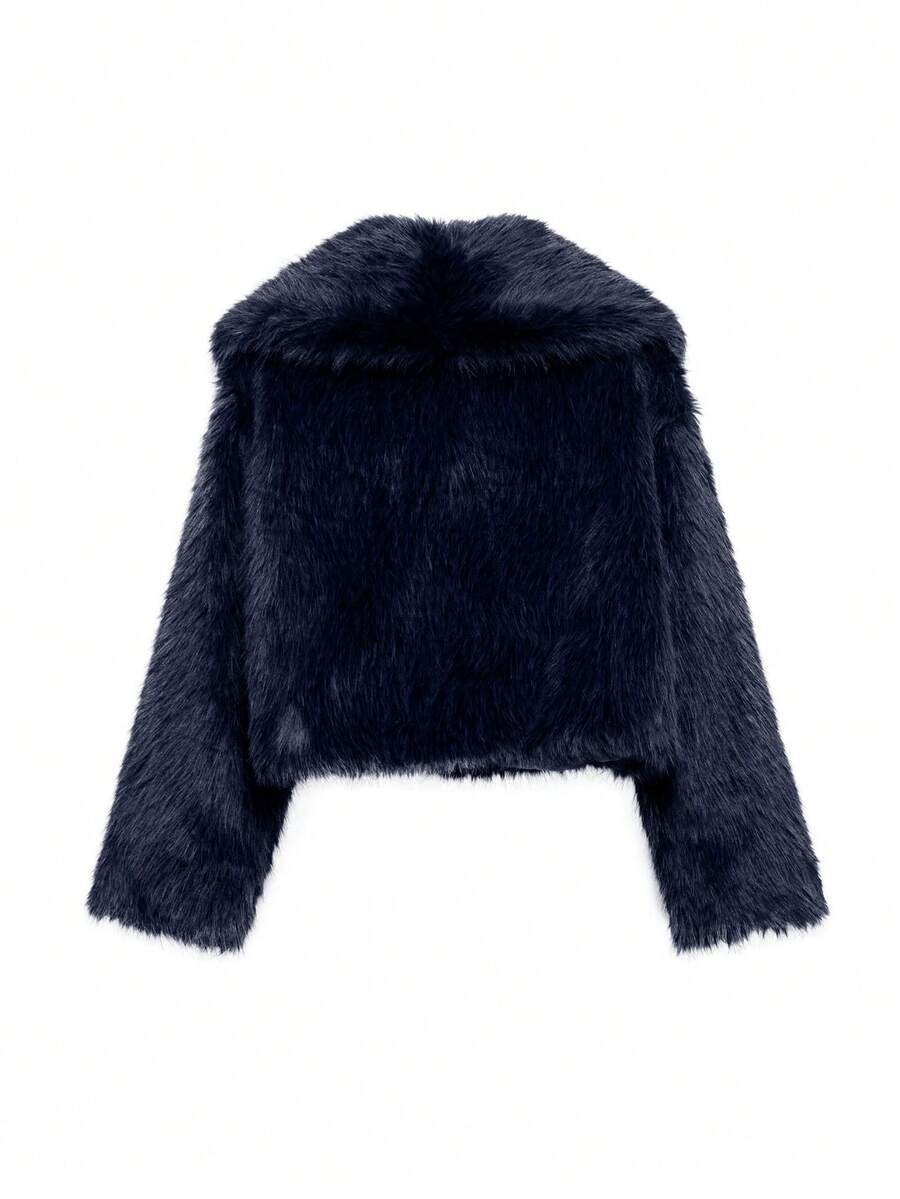 Faux Fur Collar Jacket – Women's Winter Coat – Date Brown Casual Outerwear
