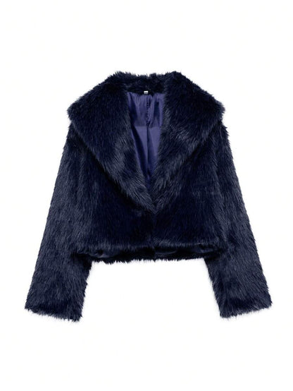 Faux Fur Collar Jacket – Women's Winter Coat – Date Brown Casual Outerwear