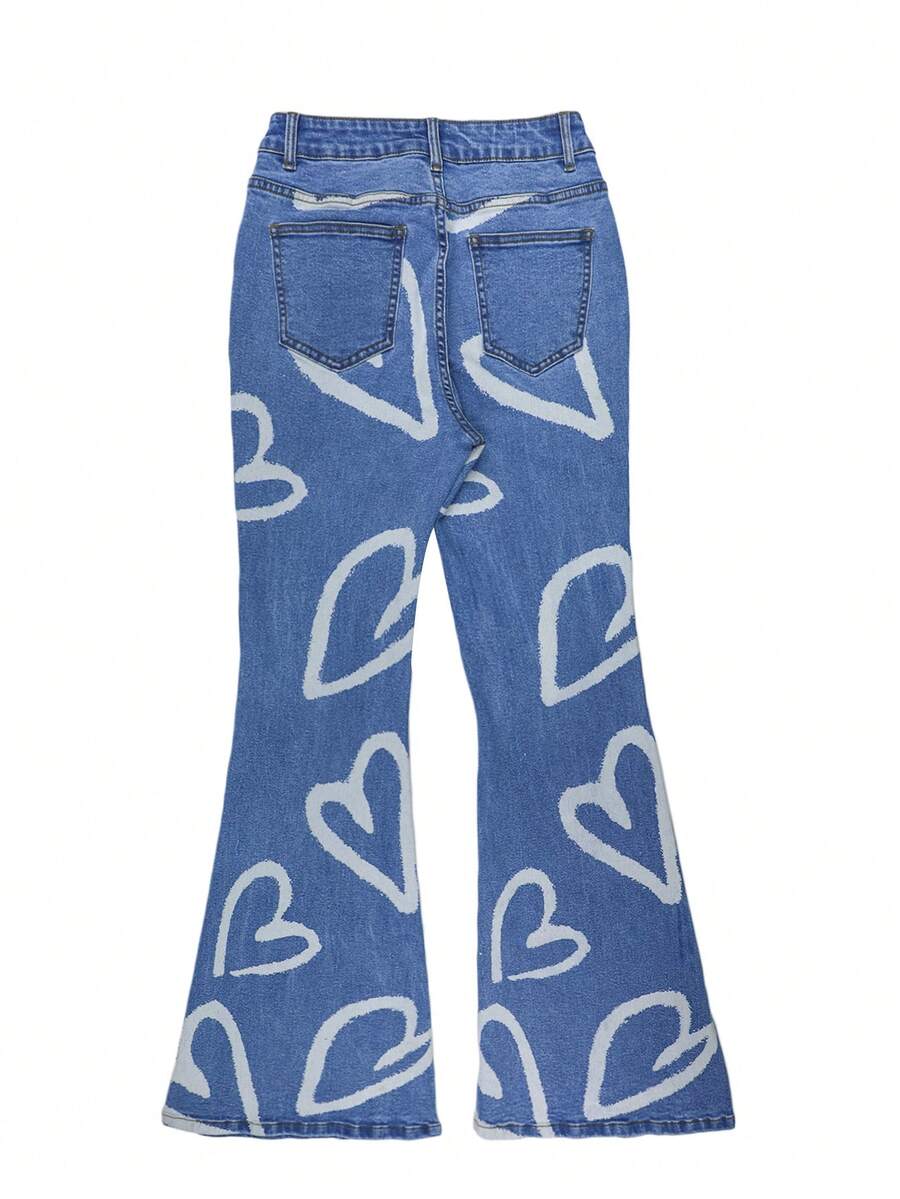 Women Y2K Flare Jeans – High Waist Stretch Denim – Embroidered Bow Slim Fit