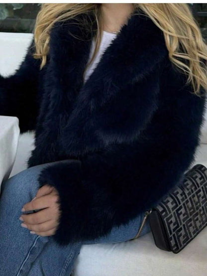 Faux Fur Collar Jacket – Women's Winter Coat – Date Brown Casual Outerwear