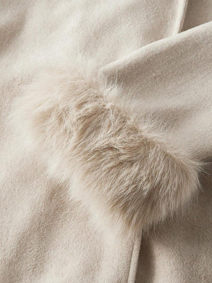 Women Faux Fur Wrap Coat  – Elegant Oversized Winter Jacket