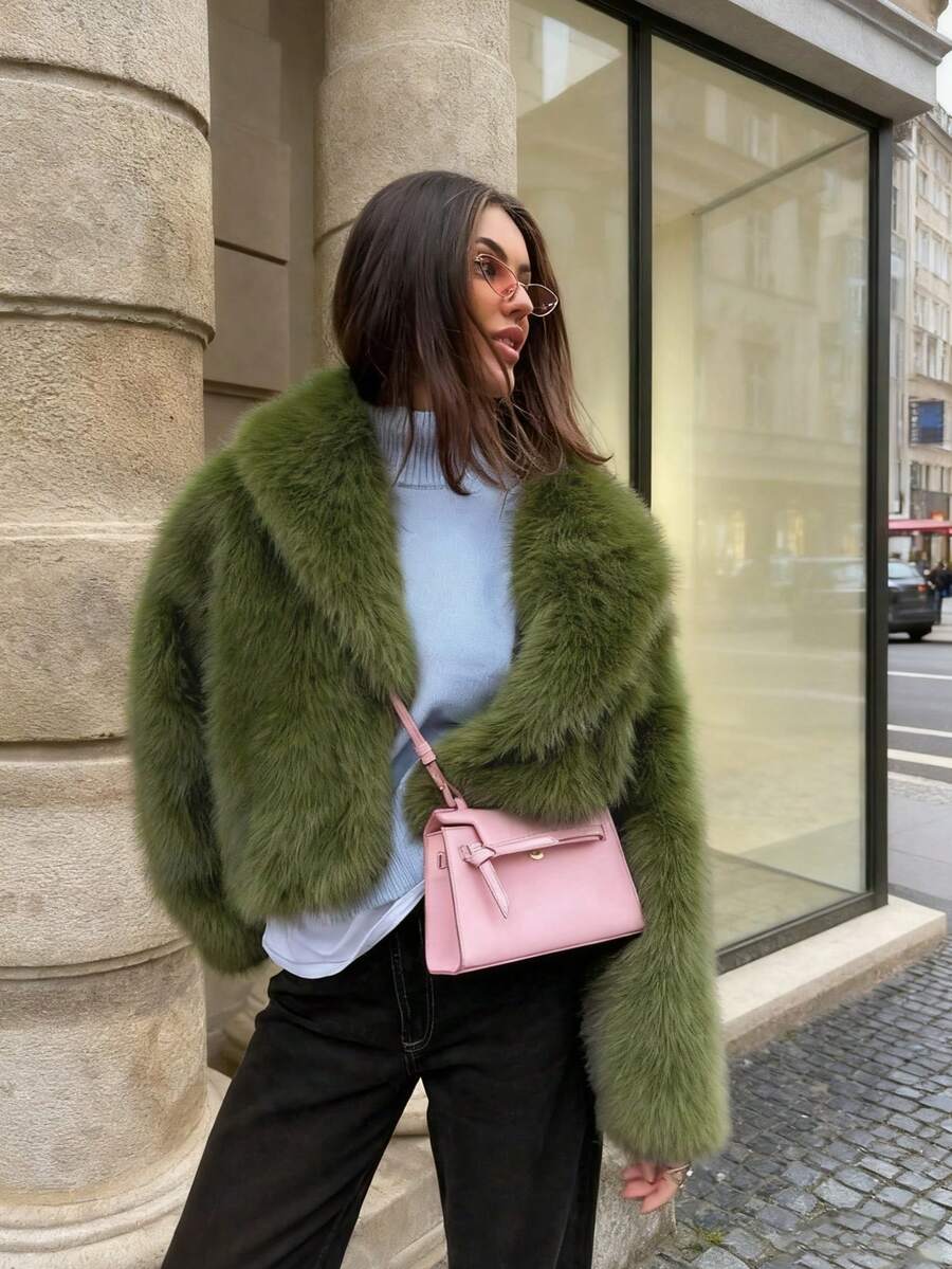 Women's Retro High-End Faux Fur Short Jacket, Loose Version Fashion Casual Coat Winter