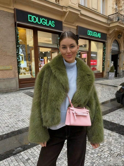 Women's Retro High-End Faux Fur Short Jacket, Loose Version Fashion Casual Coat Winter