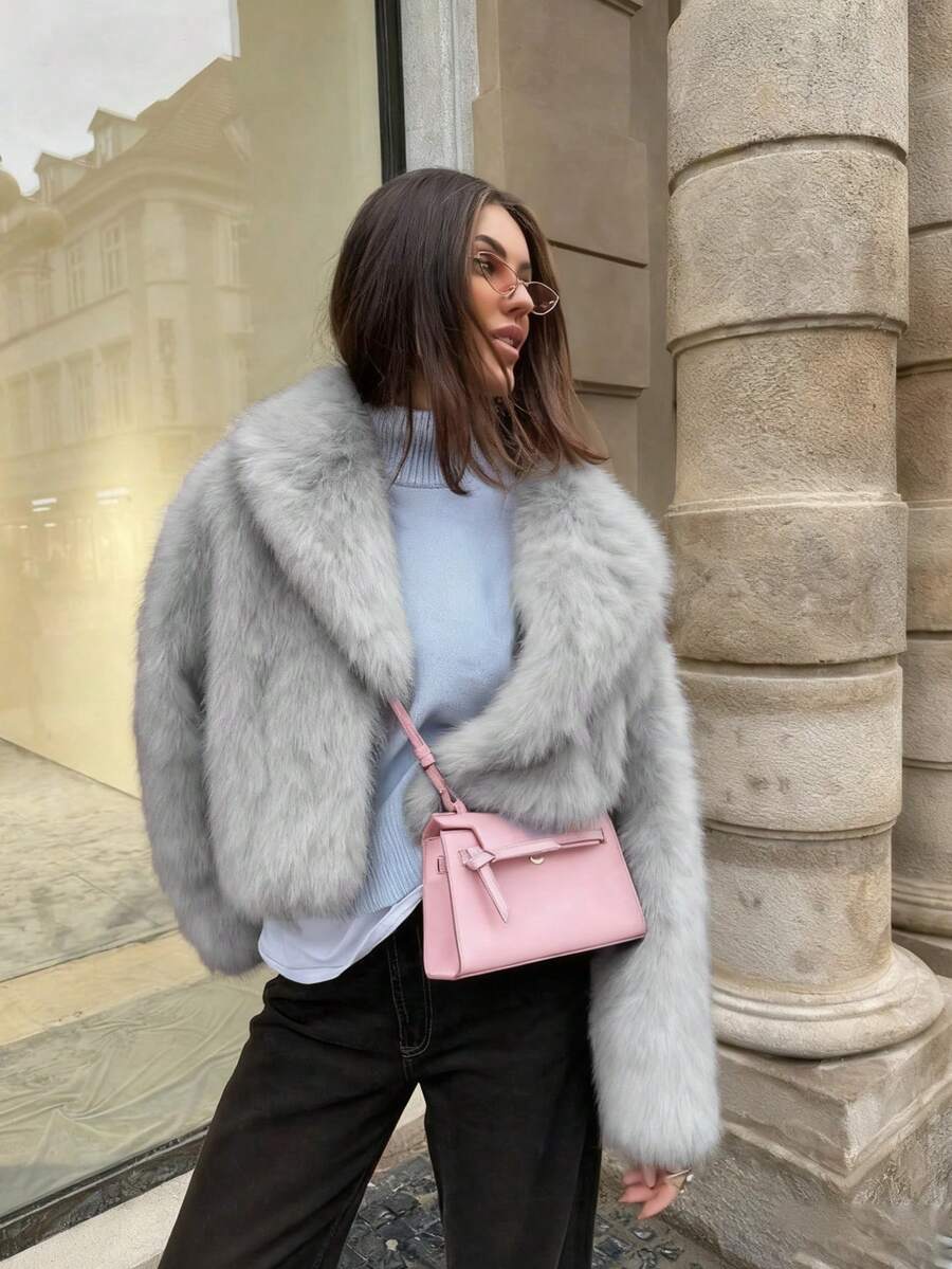 Women's Retro High-End Faux Fur Short Jacket, Loose Version Fashion Casual Coat Winter