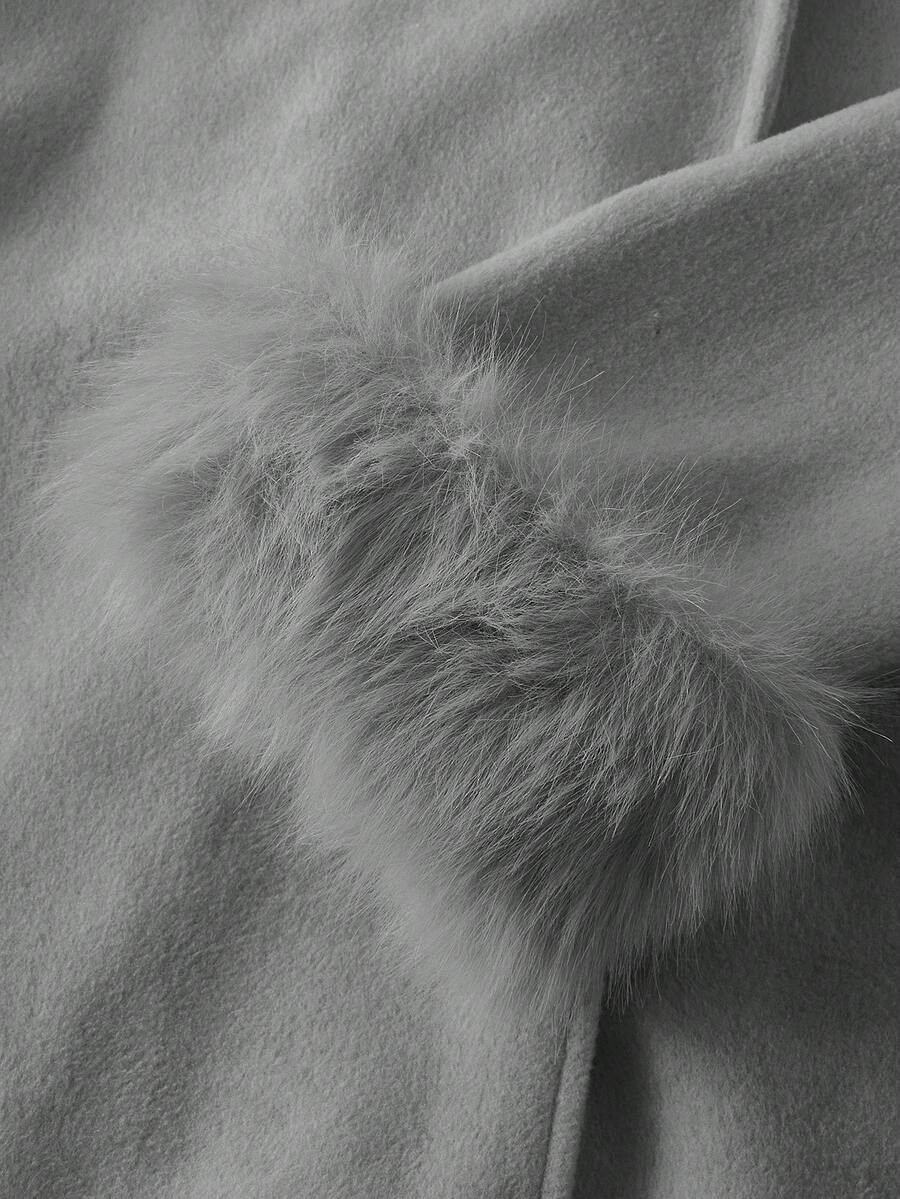 Women Faux Fur Wrap Coat  – Elegant Oversized Winter Jacket