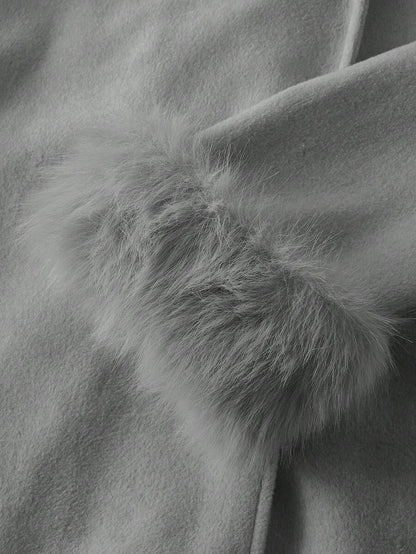 Women Faux Fur Wrap Coat  – Elegant Oversized Winter Jacket