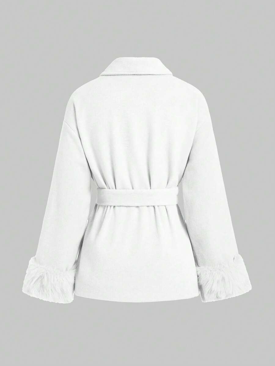 Women Faux Fur Wrap Coat  – Elegant Oversized Winter Jacket