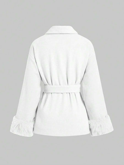 Women Faux Fur Wrap Coat  – Elegant Oversized Winter Jacket