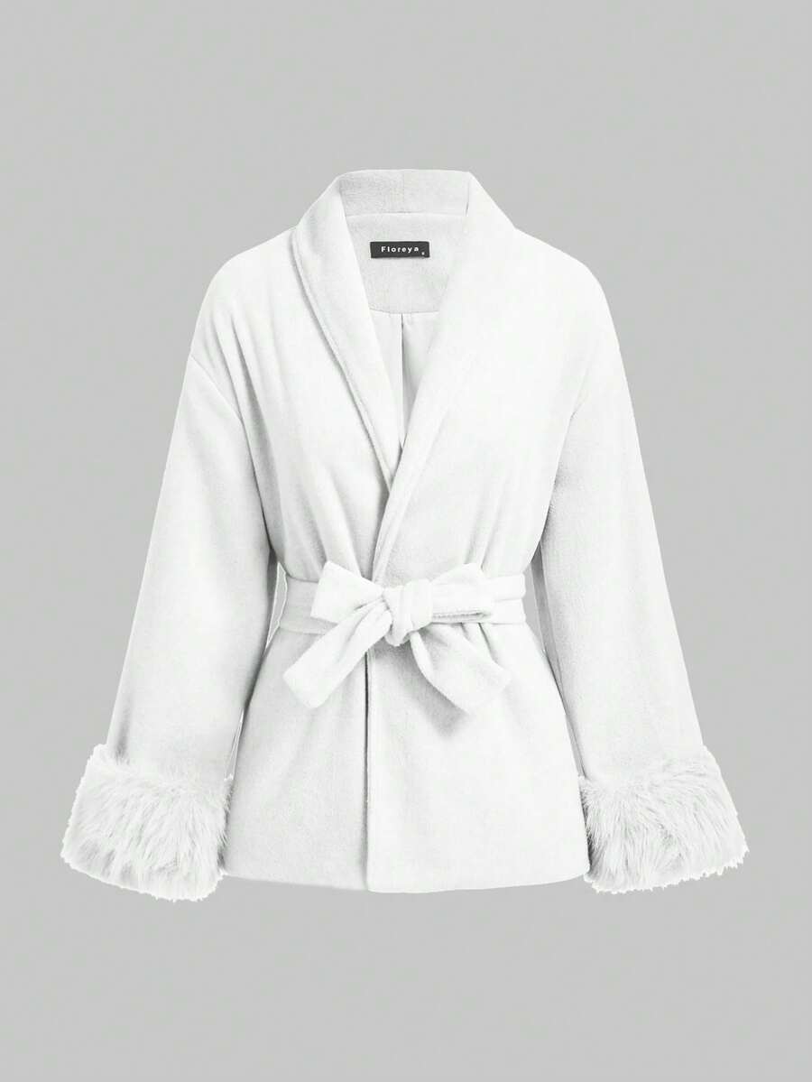 Women Faux Fur Wrap Coat  – Elegant Oversized Winter Jacket