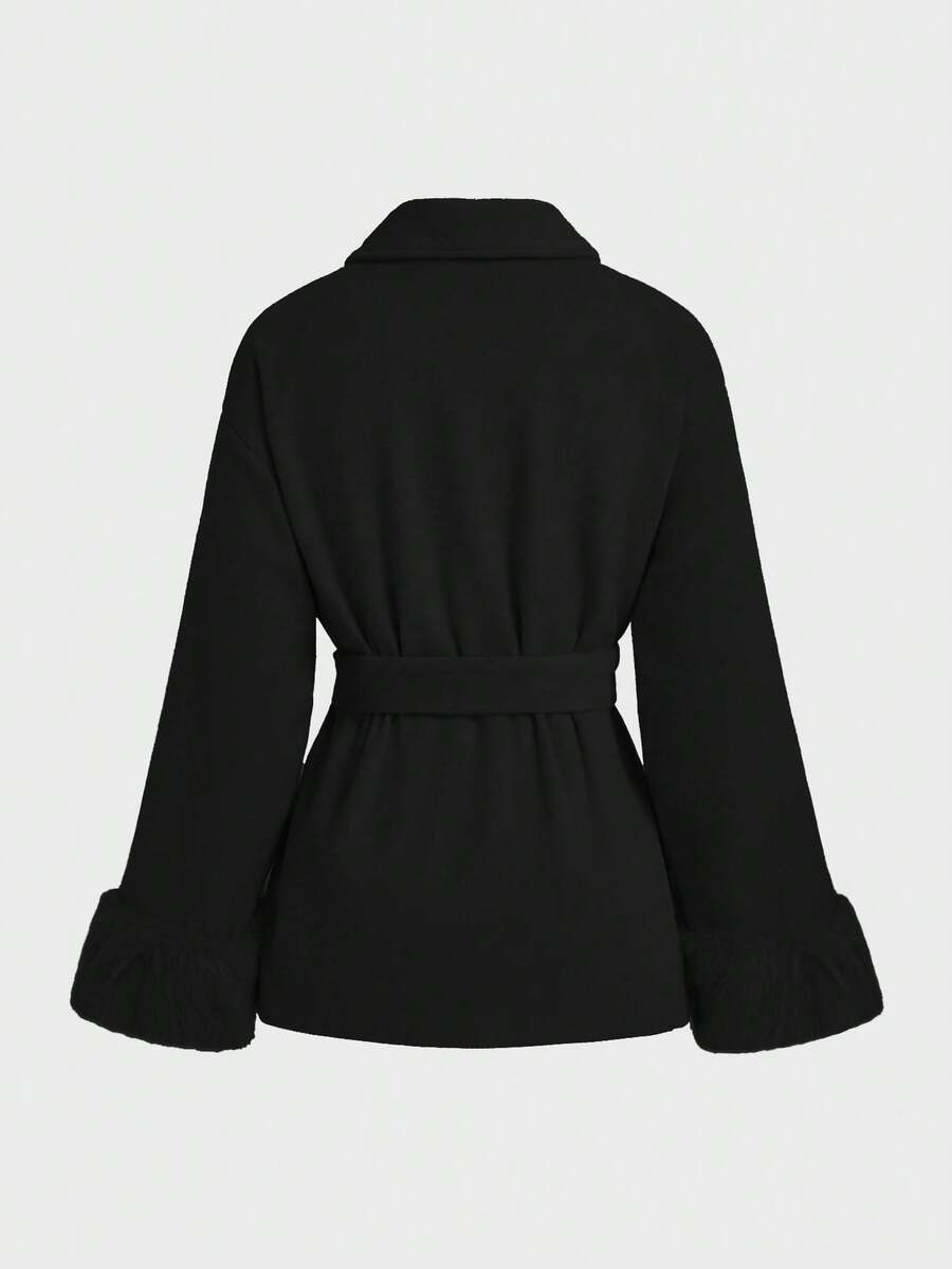 Women Faux Fur Wrap Coat  – Elegant Oversized Winter Jacket
