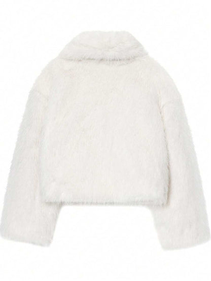 Faux Fur Collar Jacket – Women's Winter Coat – Date Brown Casual Outerwear
