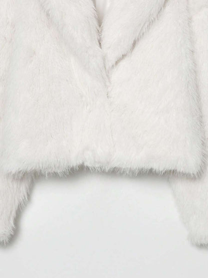 Faux Fur Collar Jacket – Women's Winter Coat – Date Brown Casual Outerwear