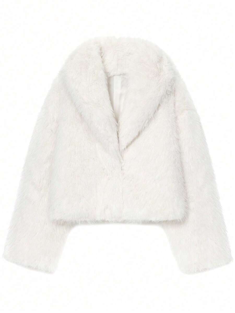Faux Fur Collar Jacket – Women's Winter Coat – Date Brown Casual Outerwear
